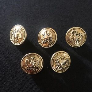 Vintage Brass Buttons w Eagle Anchor & Artillery